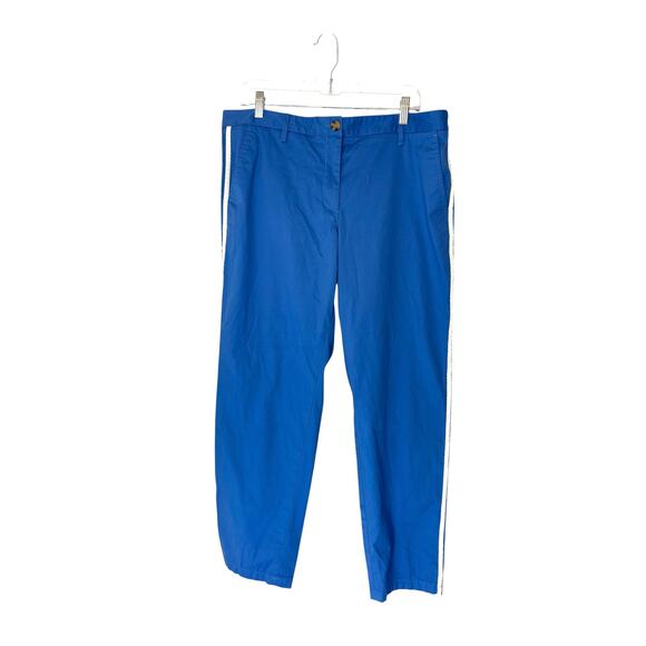 Talbots Relaxed Chino Pants Blue Side Stiped Casual Basic Straight Leg Size 12 - Picture 1 of 14